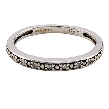 9ct white gold Diamond 0.04cts half eternity Ring size K